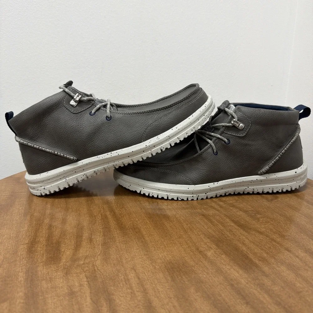Hey Dude Bradley Chukka Classic Comfort Easy On Boots Men's 12 Gray Leather